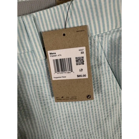 New Nike Golf Mens Tour 8 Inch Chino Seersucker Shorts Blue/ White Size 33 - Picture 9 of 10